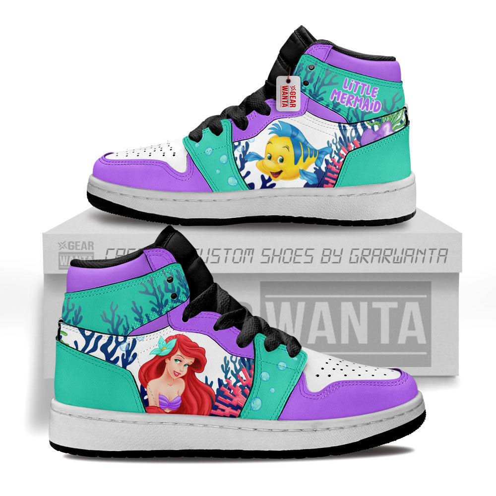 Ariel Flounder Sebastian Personalized Kid J1s Sneakers Collection - Gearwanta.com