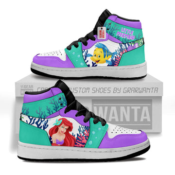 Ariel Flounder Sebastian Personalized Kid J1s Sneakers Collection - Gearwanta.com
