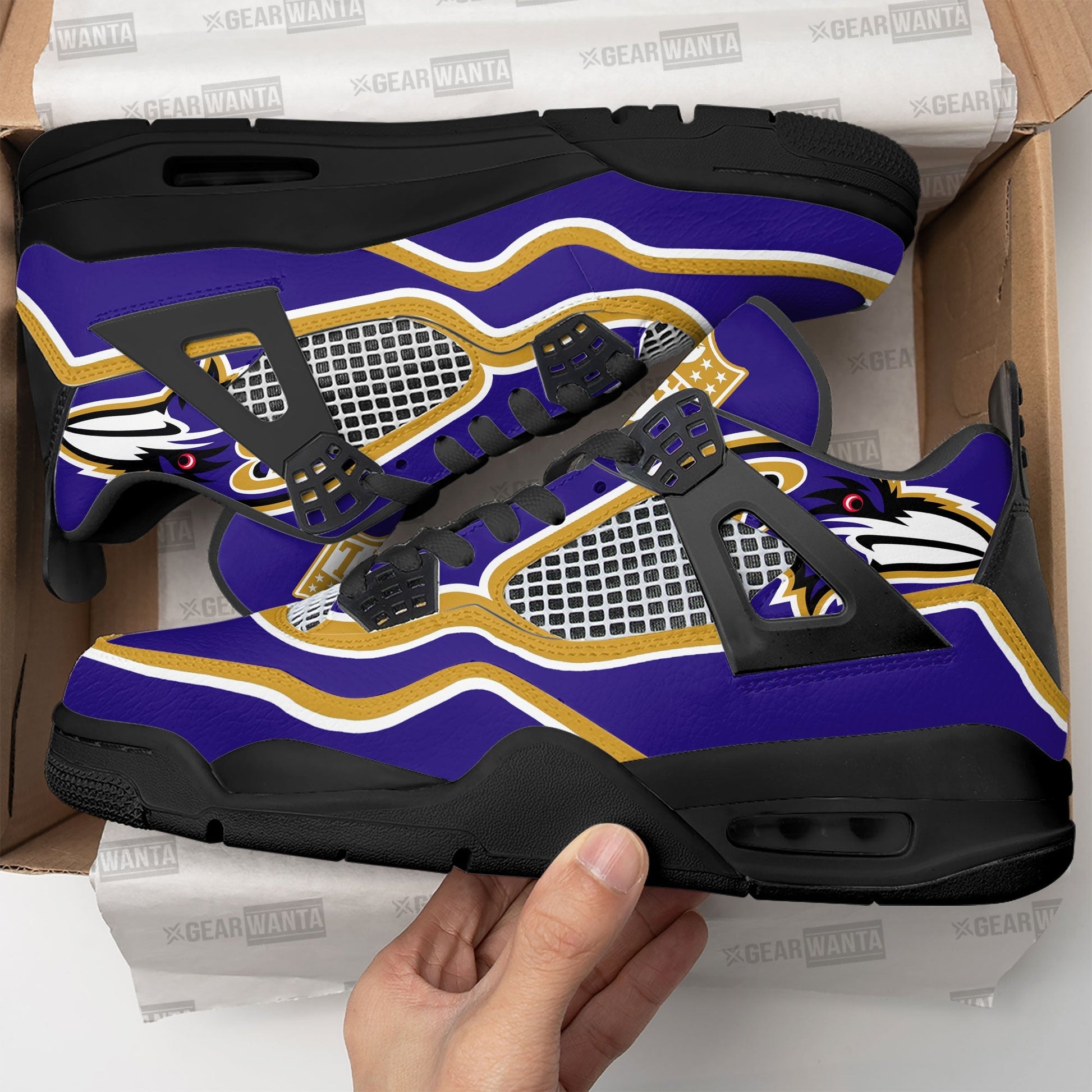 Baltimore Ravens Aj4 Sneakers Custom Shoes-Gear Wanta