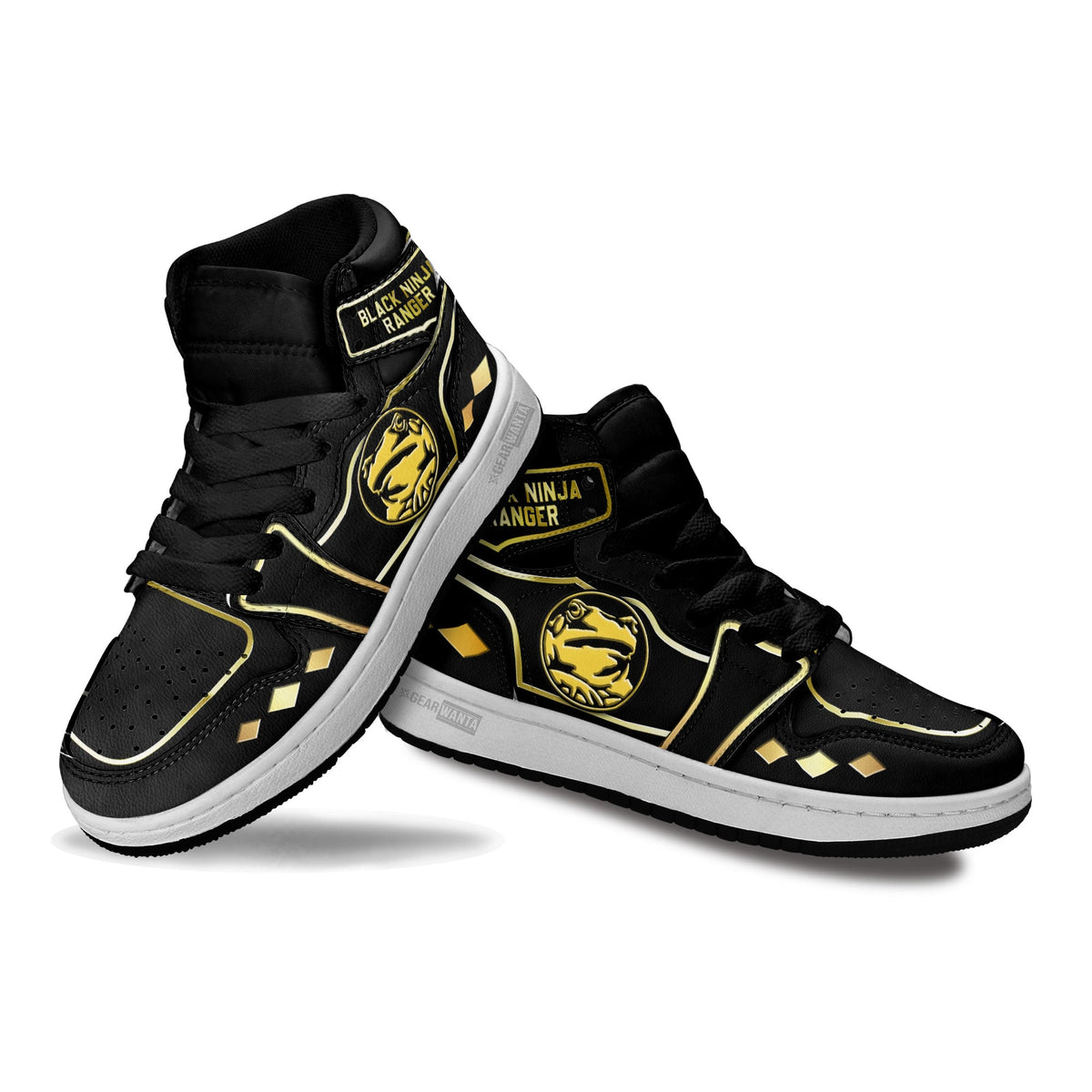 Black Ninja Ranger Mighty Morphin Kid Sneakers Custom For Kids-Gear Wanta