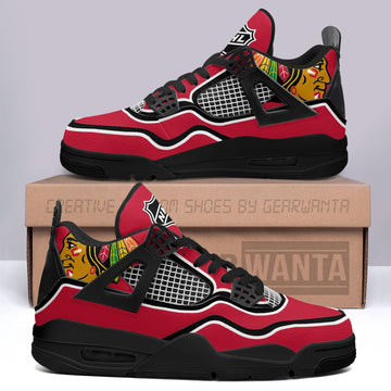 Blackhawks Aj4 Sneakers Custom Shoes-Gear Wanta