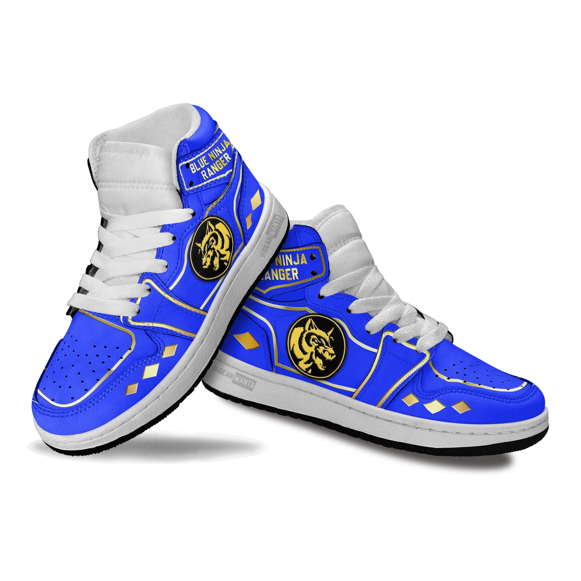 Blue Ninja Ranger Mighty Morphin Kid Sneakers Custom For Kids-Gear Wanta