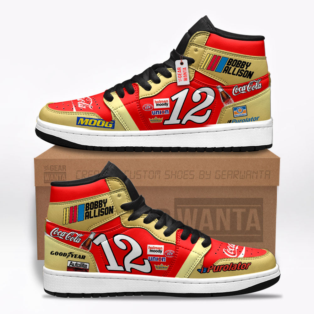 Bobby Allison J1 Shoes Custom Coca #12 Cars Race Sneakers-Gear Wanta