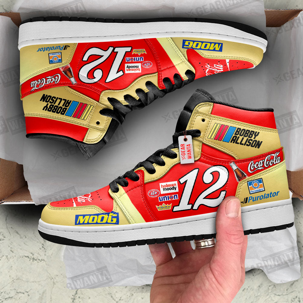 Bobby Allison J1 Shoes Custom Coca #12 Cars Race Sneakers-Gear Wanta
