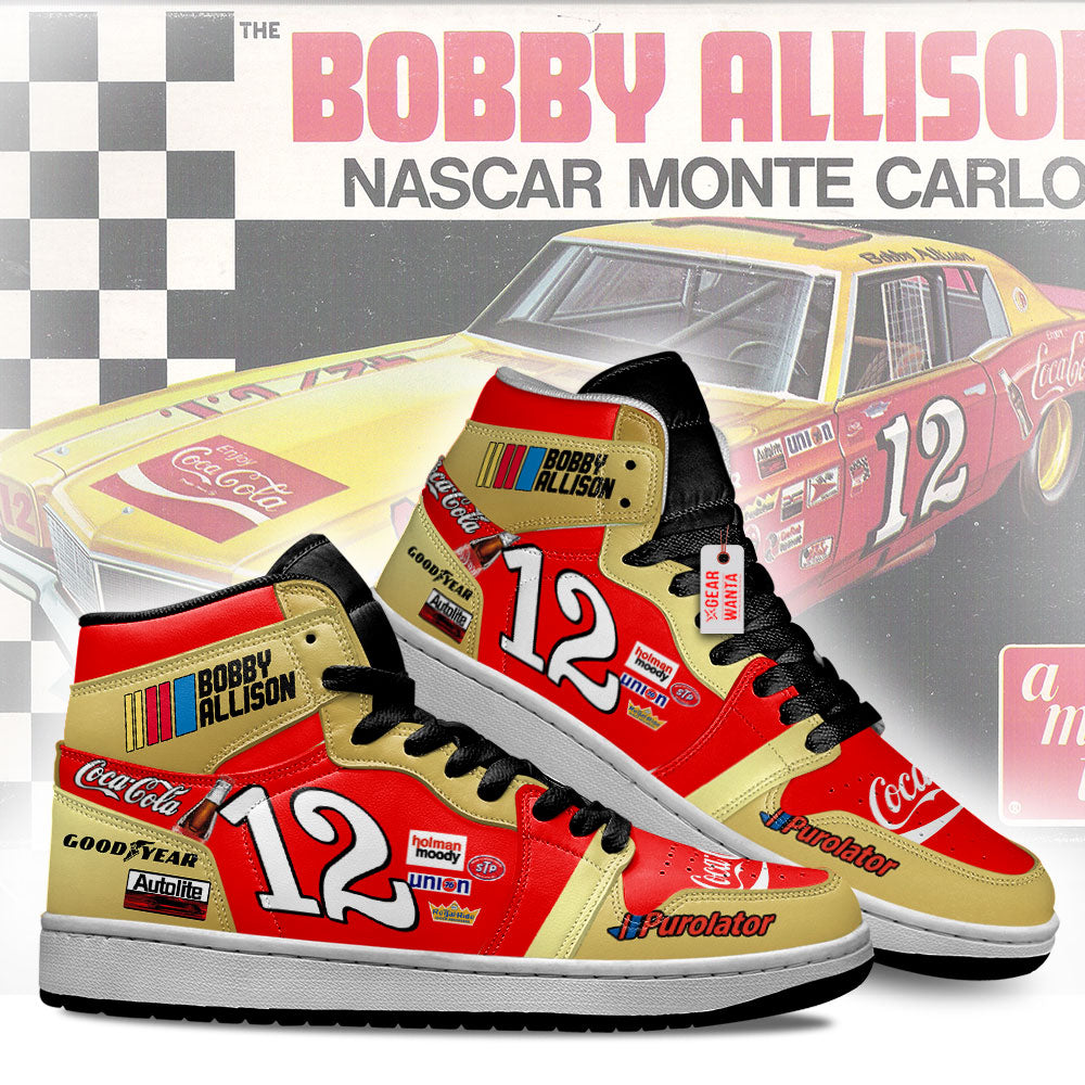 Bobby Allison J1 Shoes Custom Coca #12 Cars Race Sneakers-Gear Wanta