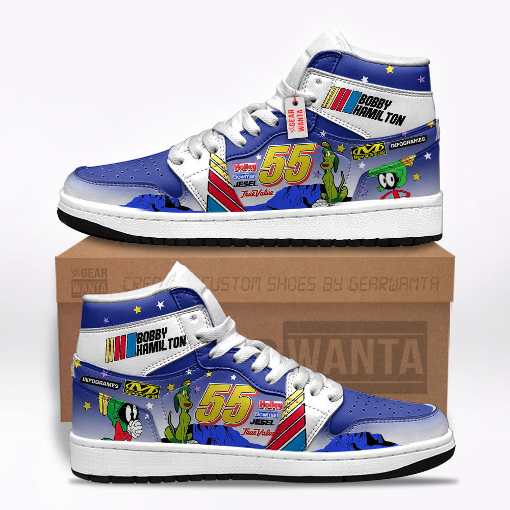 Bobby Hamilton J1 Shoes Custom Marvin Martian #55 Cars Race Sneakers-Gear Wanta