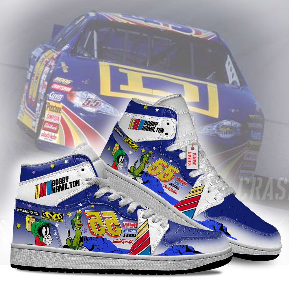 Bobby Hamilton J1 Shoes Custom Marvin Martian #55 Cars Race Sneakers-Gear Wanta