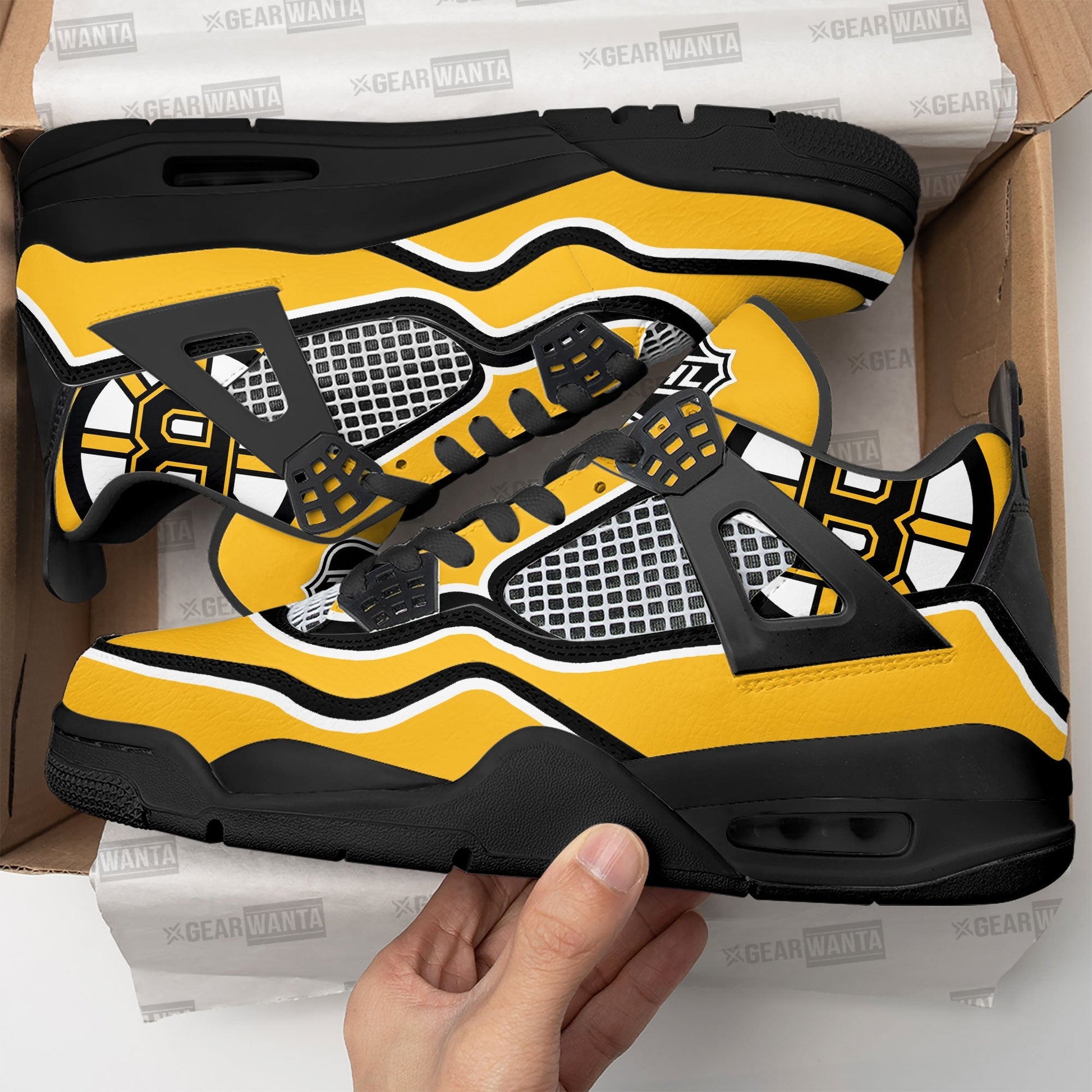 Boston Bruins Aj4 Sneakers Custom Shoes-Gear Wanta
