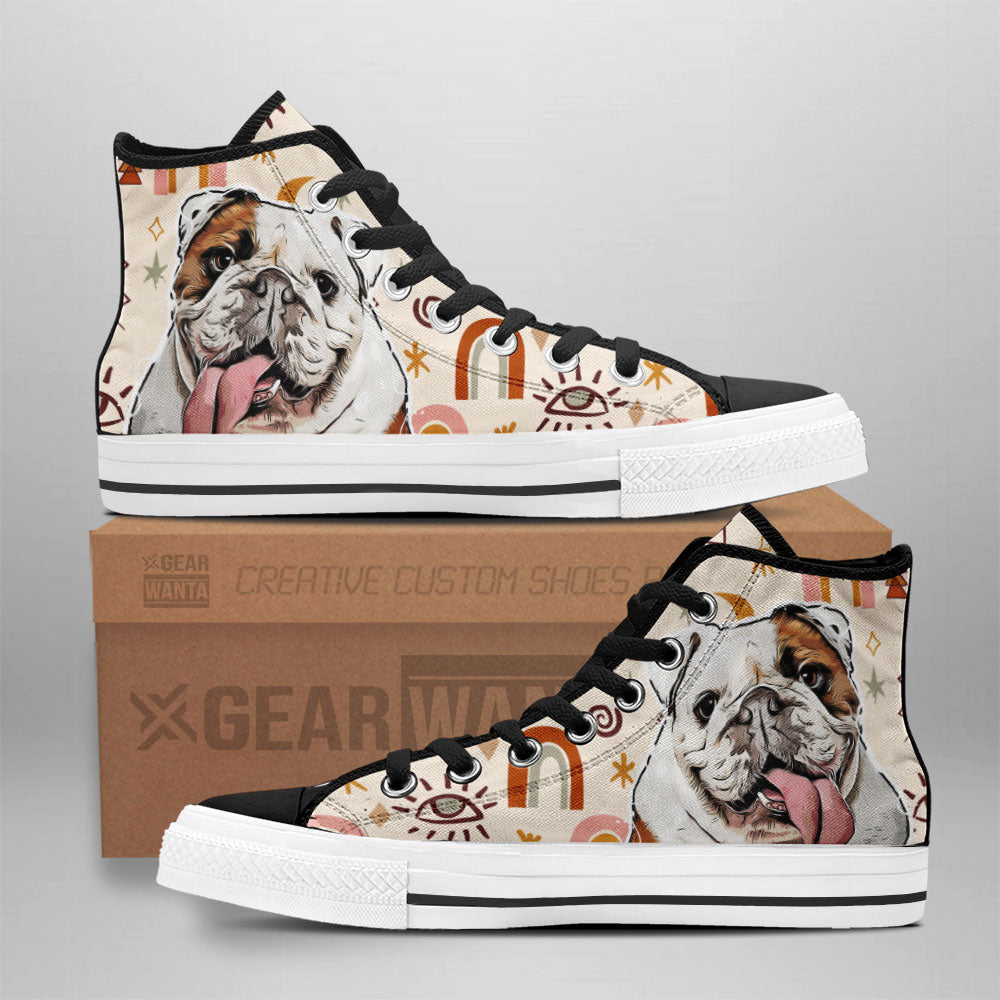 Bulldog High Top Shoes Custom Boho-Gear Wanta