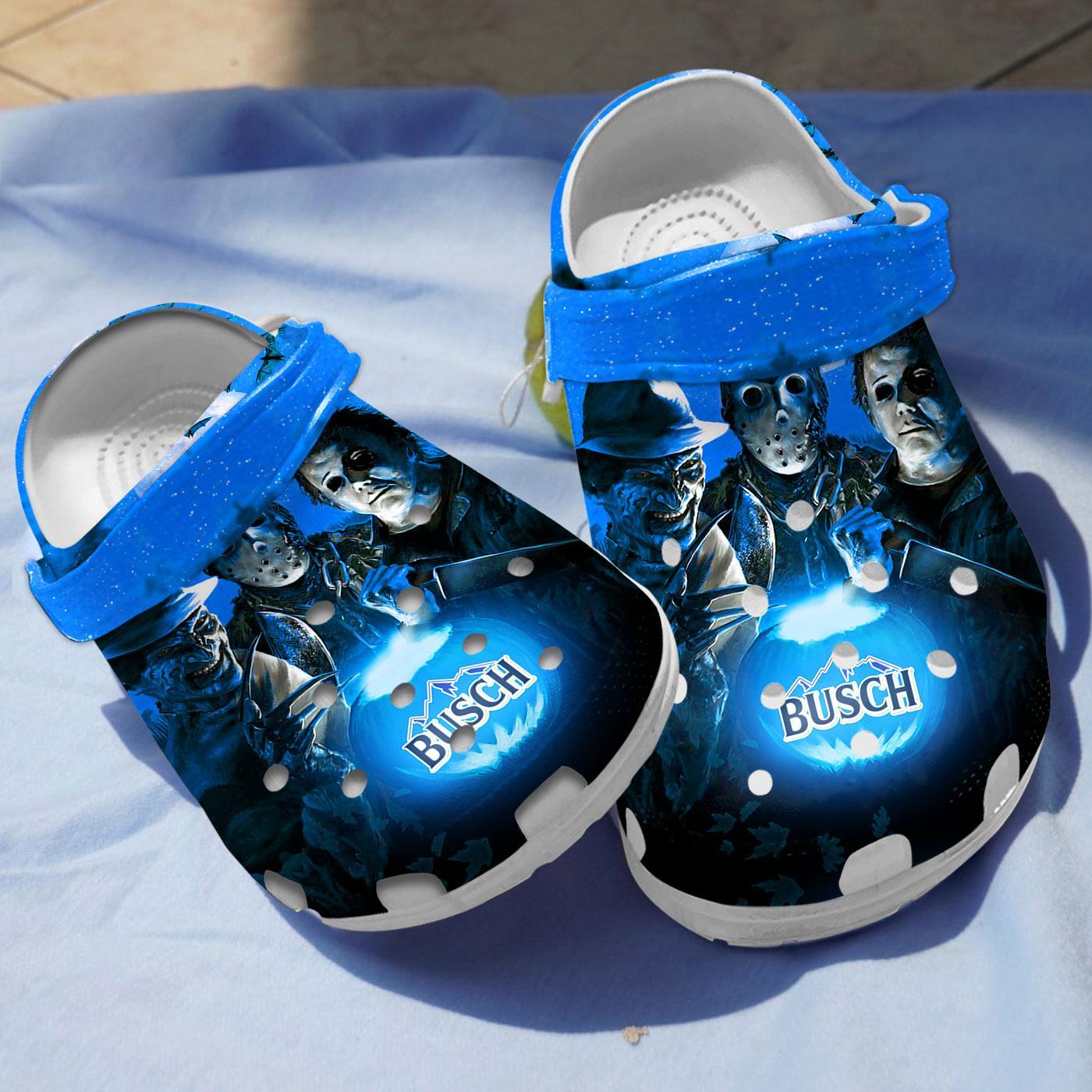 Busch Beer Horror Halloween Slippers Clogs