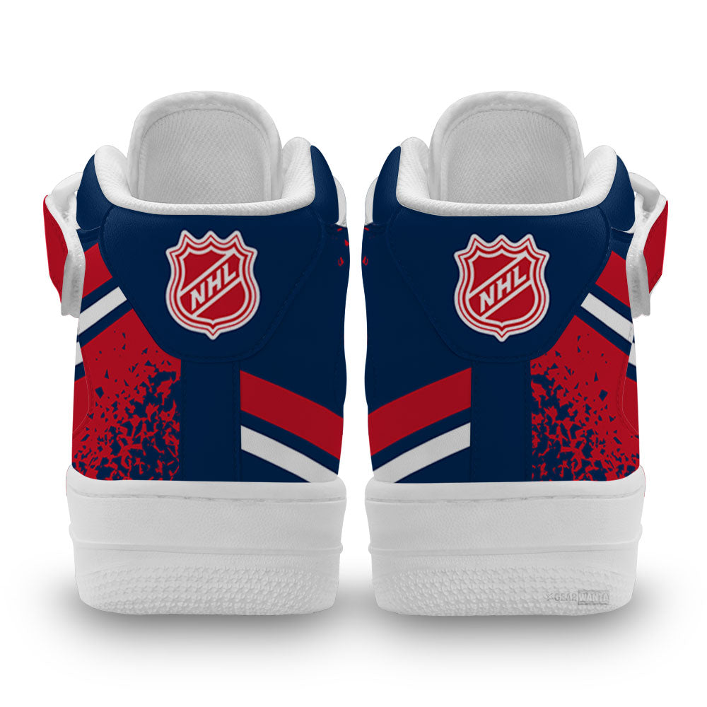 C Blue Jackets Air Mid Shoes Custom Hockey Sneakers Fans-Gear Wanta