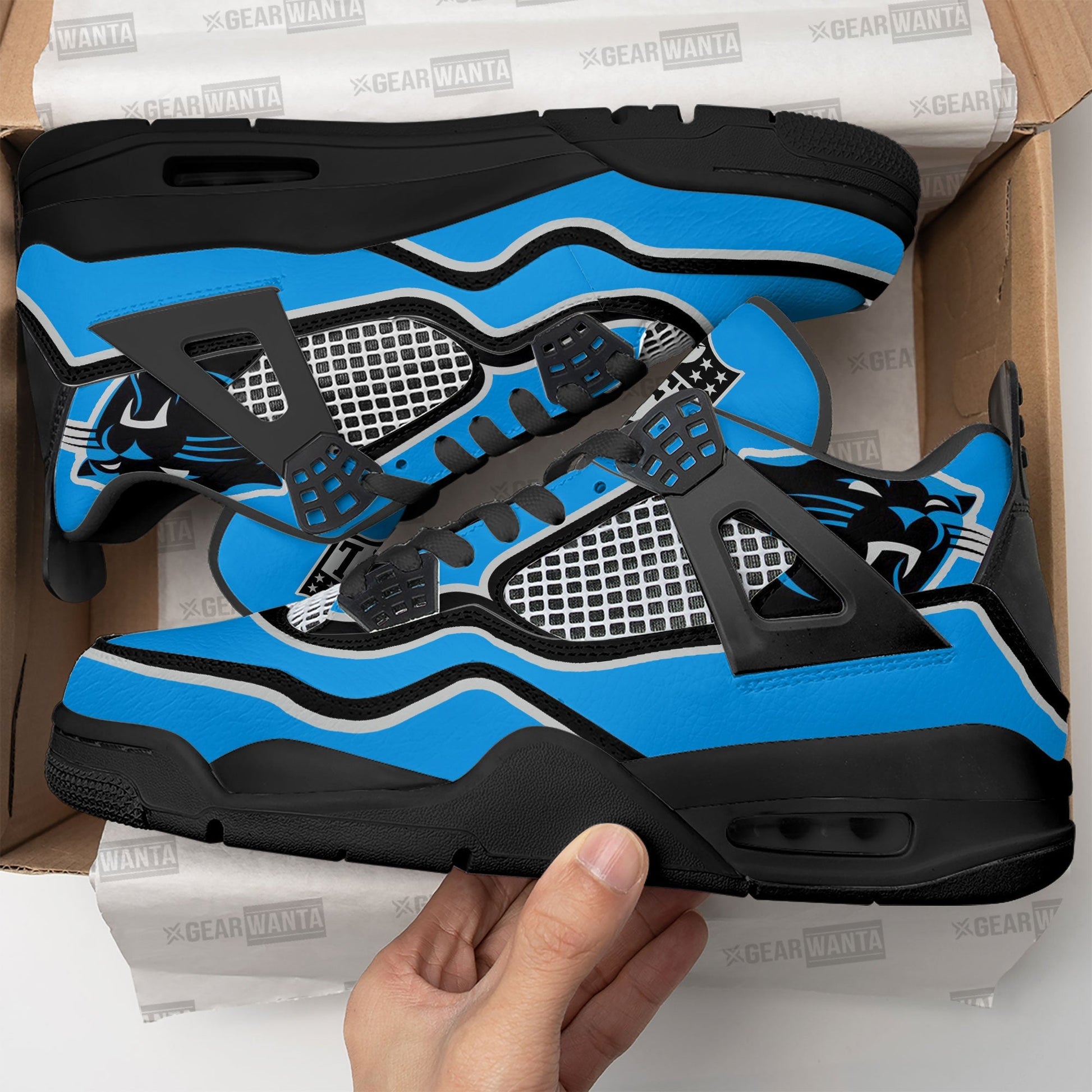 Carolina Panthers Aj4 Sneakers Custom Shoes-Gear Wanta