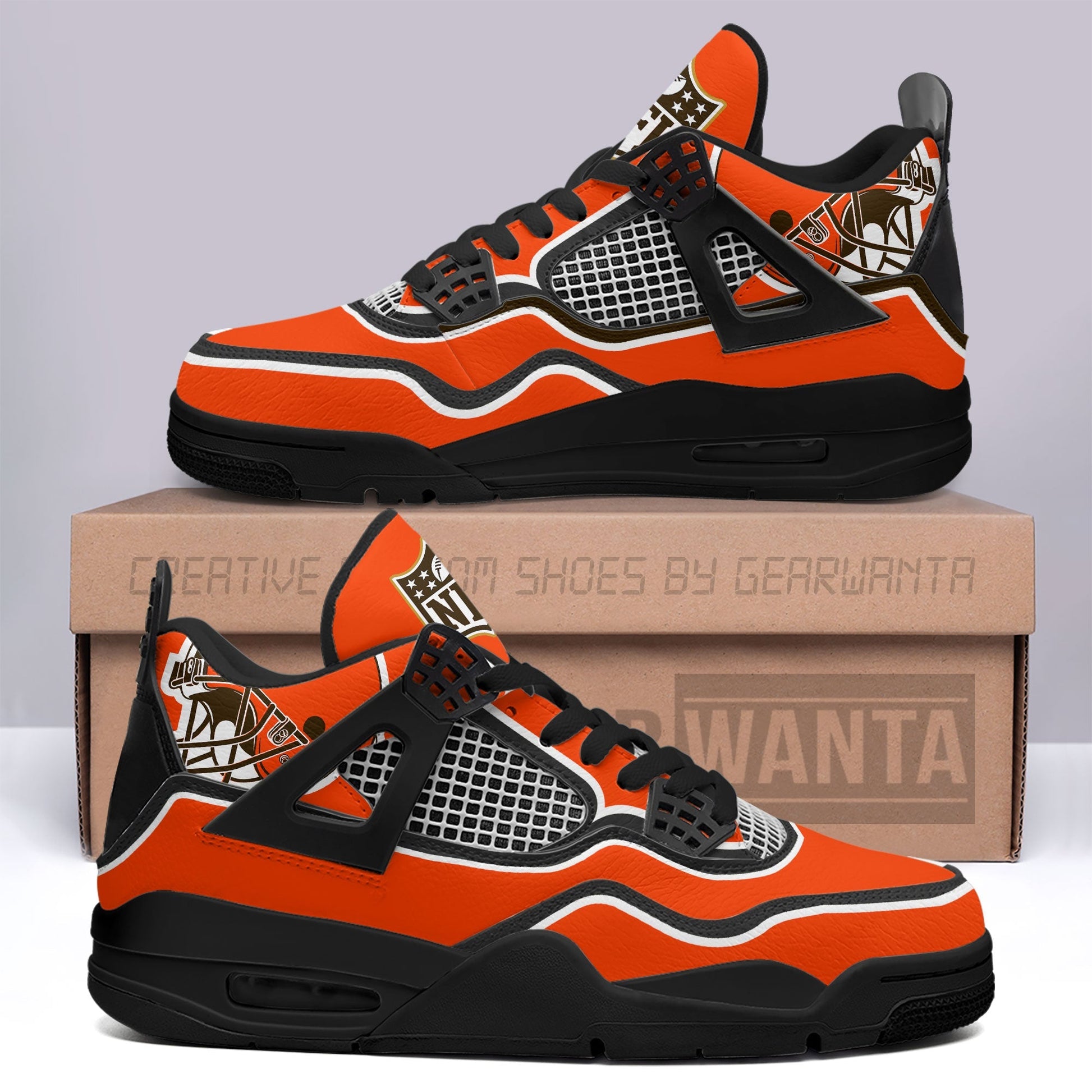 Cleveland Browns Aj4 Sneakers Custom Shoes-Gear Wanta