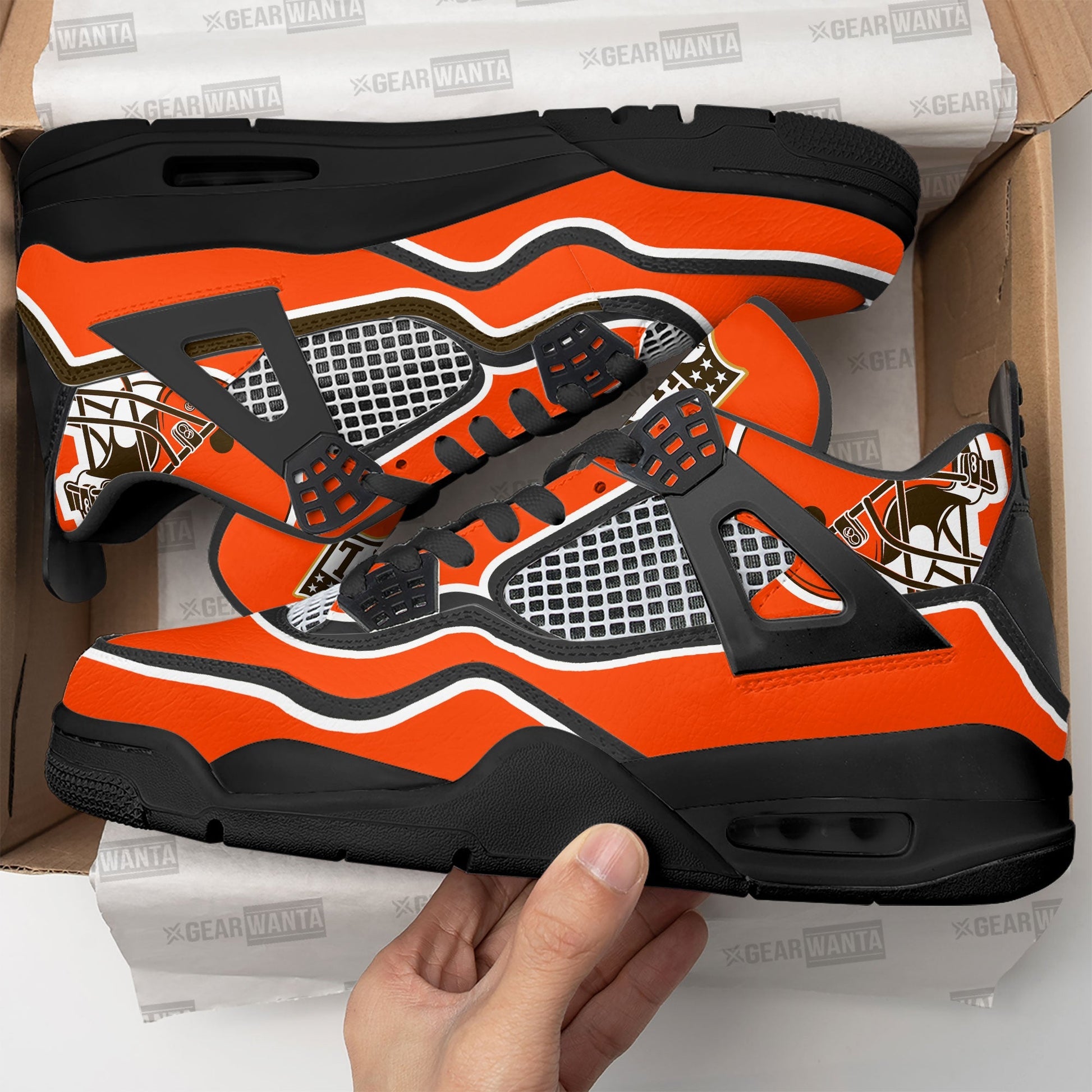 Cleveland Browns Aj4 Sneakers Custom Shoes-Gear Wanta