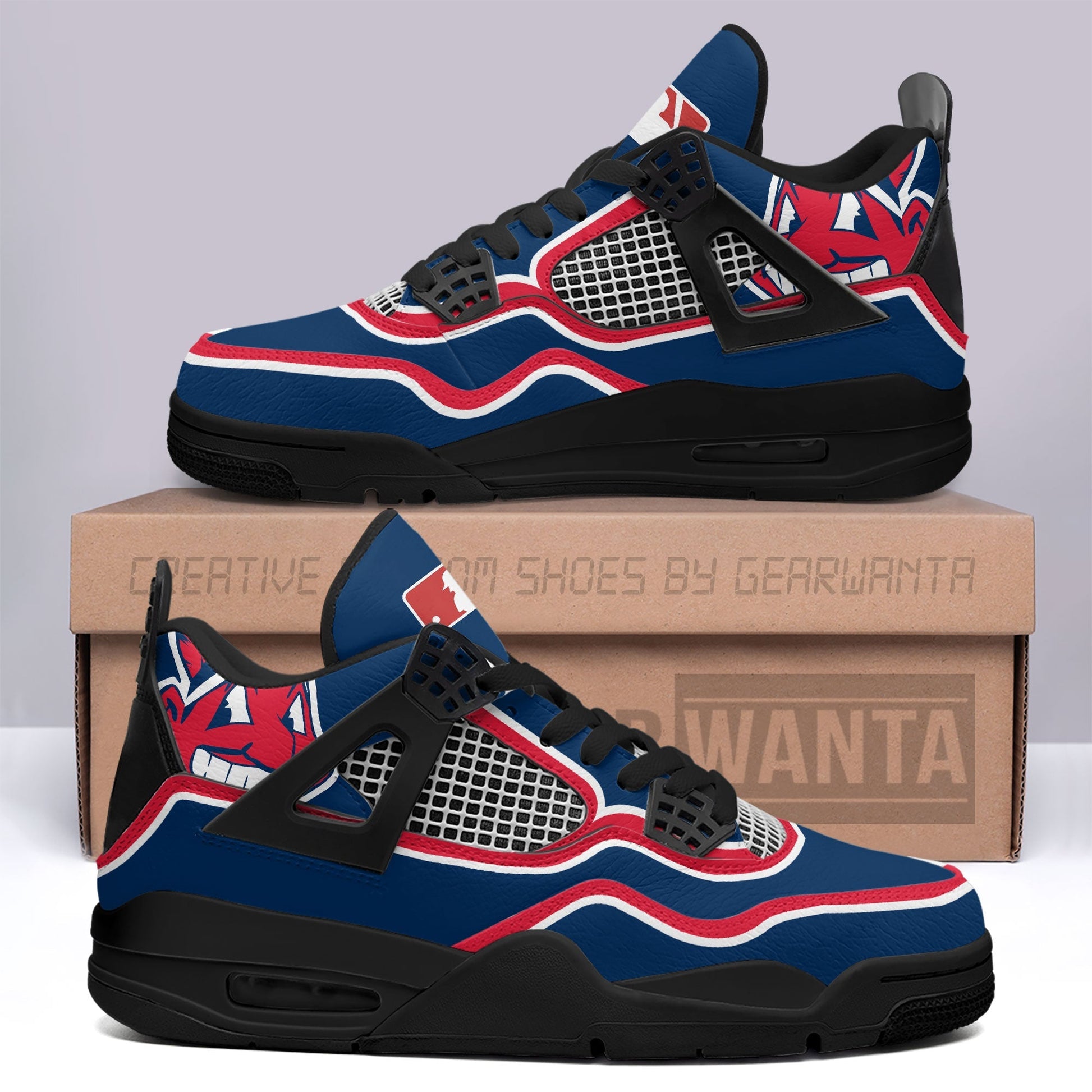 Cleveland Indians Aj4 Sneakers Custom Shoes-Gear Wanta
