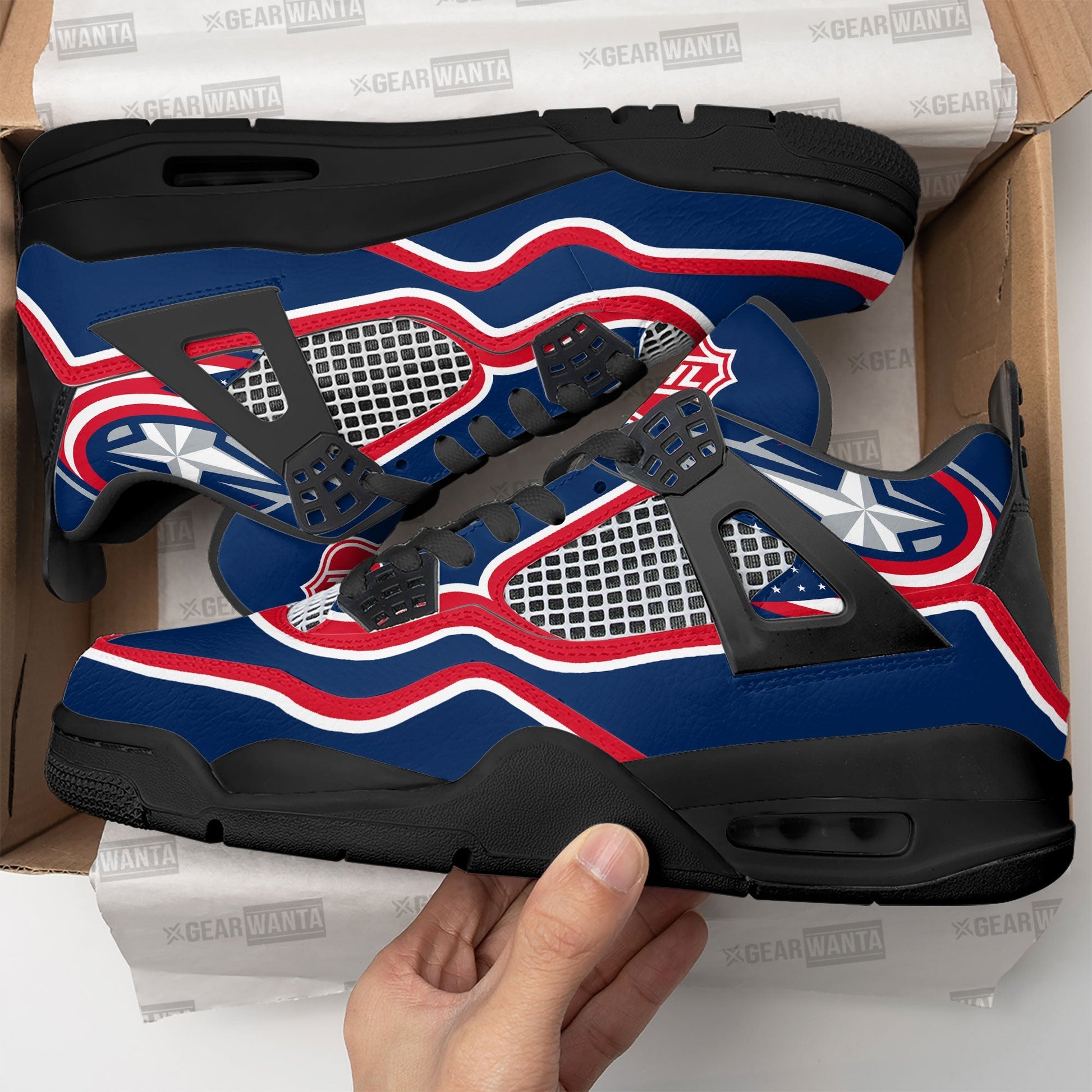 Columbus Jackets Aj4 Sneakers Custom Shoes-Gear Wanta