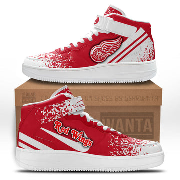 D Red Wings Air Mid Shoes Custom Hockey Sneakers Fans-Gear Wanta