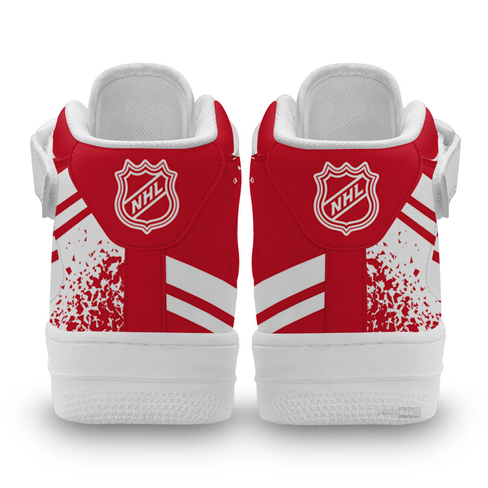 D Red Wings Air Mid Shoes Custom Hockey Sneakers Fans-Gear Wanta