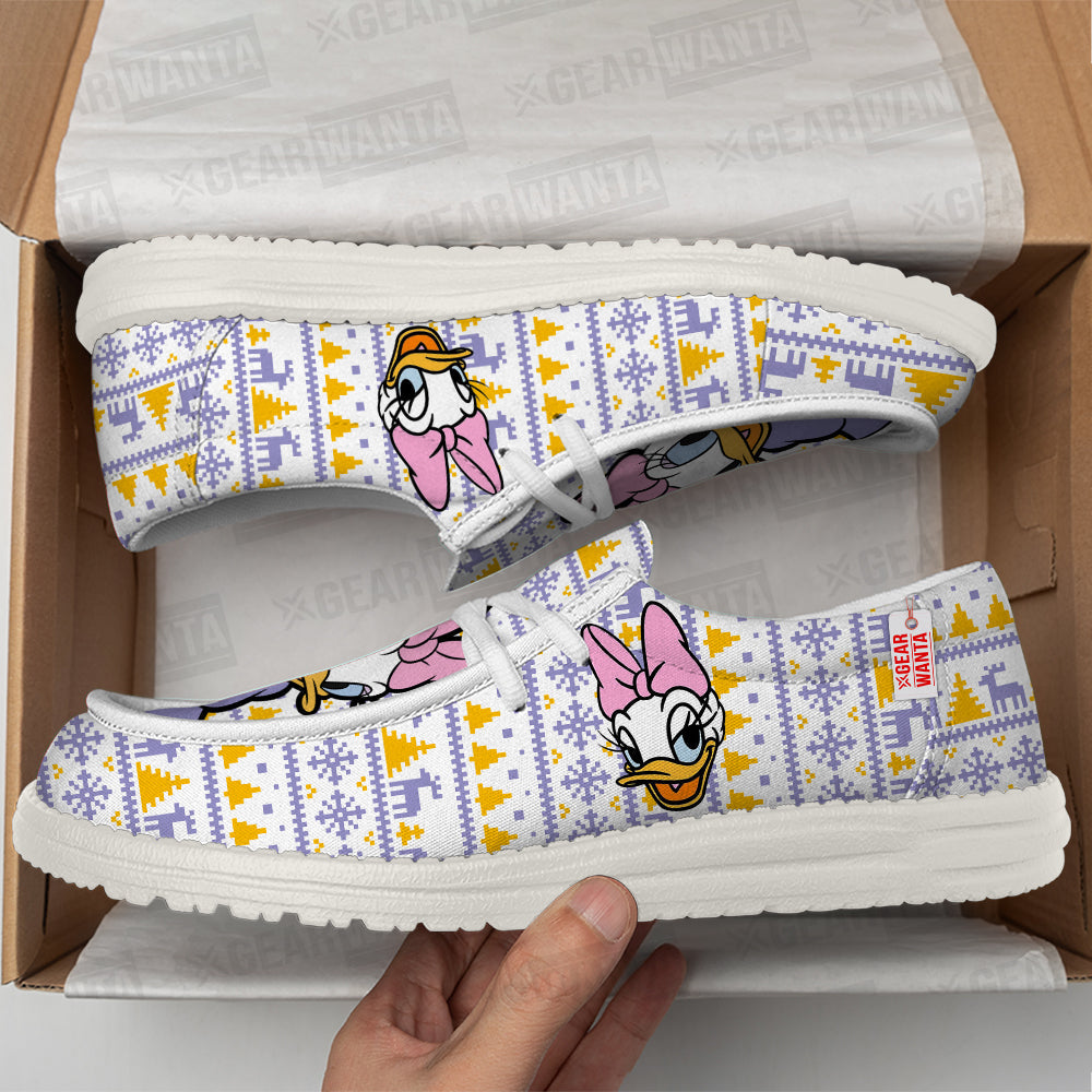 Daisy Duck Christmas Ugly Canvas Loafer Shoes-gearwanta.com