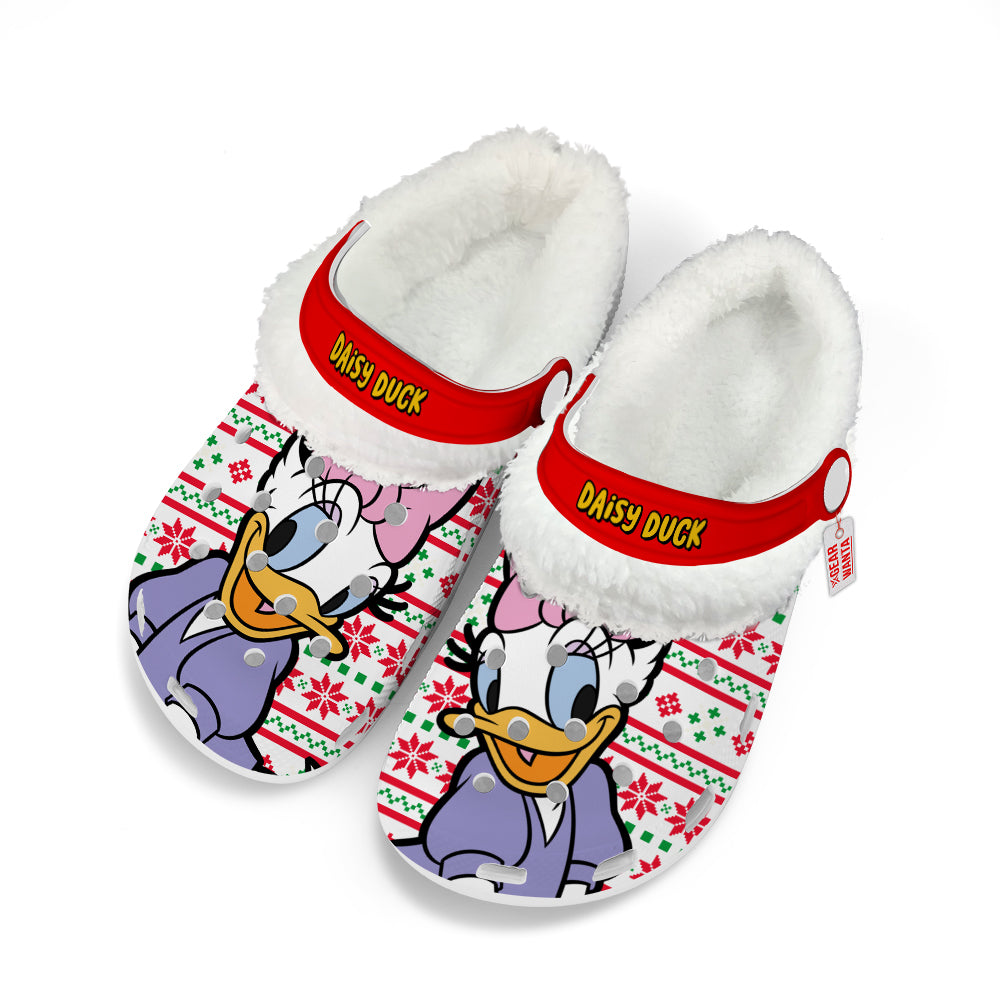 Daisy Duck Fleece Clogs Shoes Christmas Custom For FansGearwanta.com