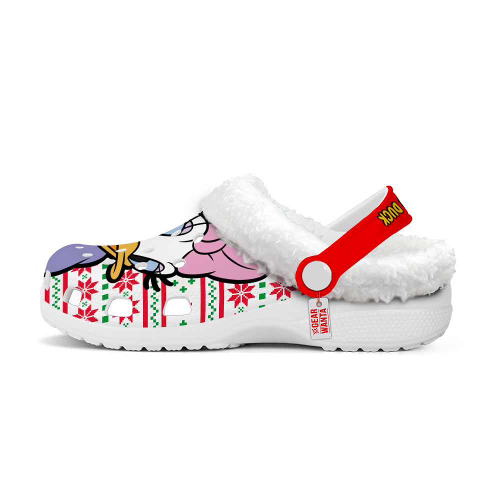 Daisy Duck Fleece Clogs Shoes Christmas Custom For FansGearwanta.com- 2- Gearwanta.com