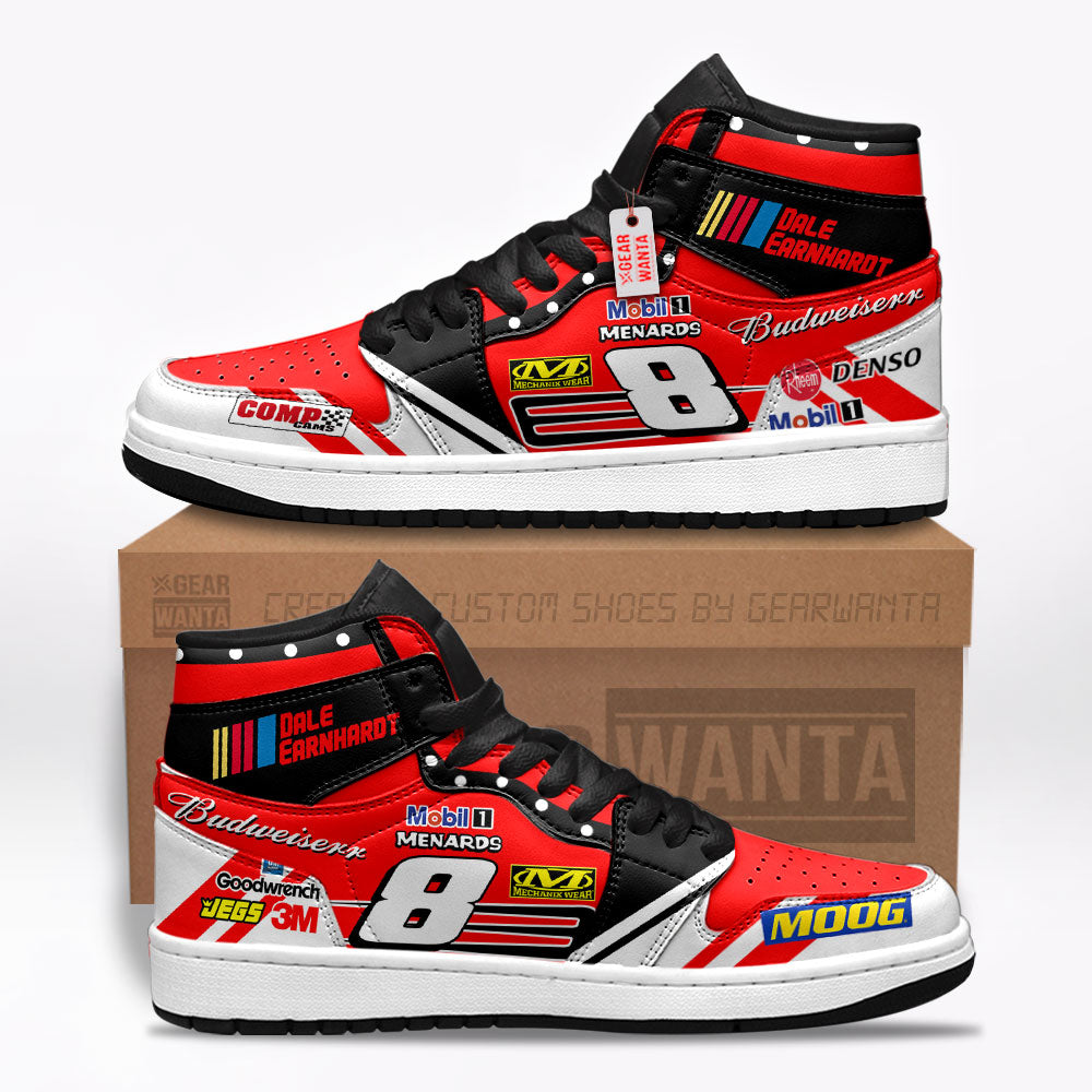 Dale Earnhardt J1 Shoes Custom Born on Date #8 Cars Race Sneakers-Gear Wanta