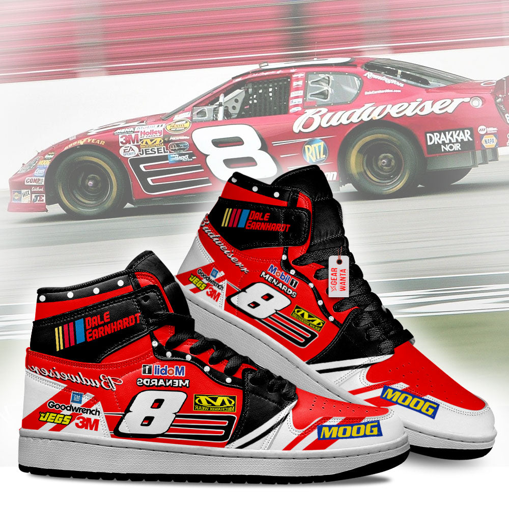 Dale Earnhardt J1 Shoes Custom Born on Date #8 Cars Race Sneakers-Gear Wanta