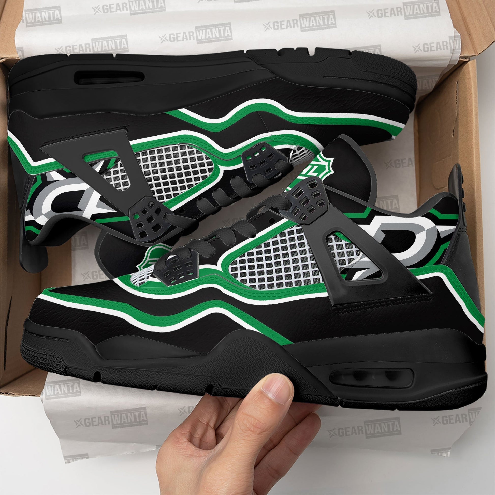 Dallas Stars Aj4 Sneakers Custom Shoes-Gear Wanta