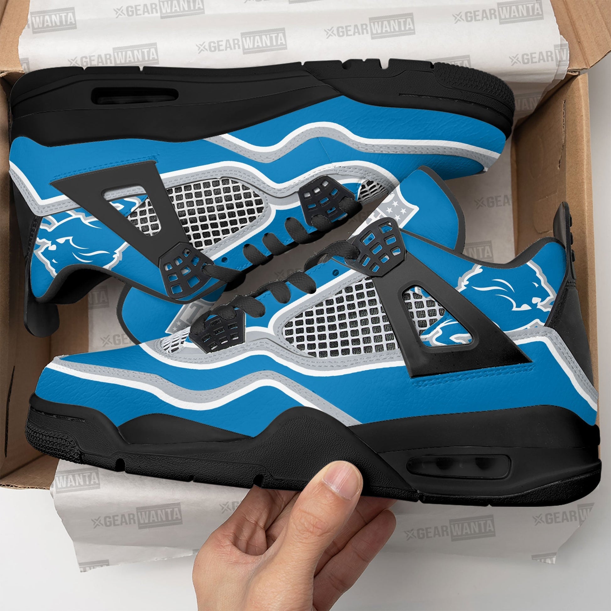 Detroit Lions Aj4 Sneakers Custom Shoes-Gear Wanta