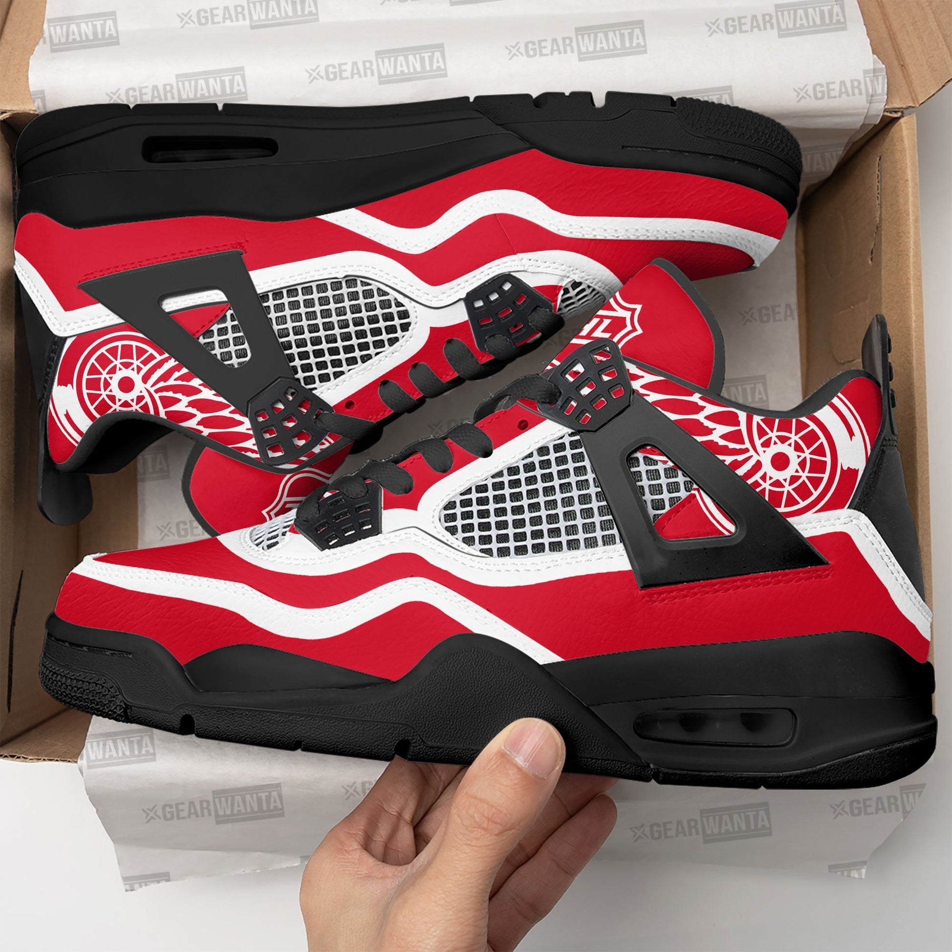 Detroit Red Wings Aj4 Sneakers Custom Shoes-Gear Wanta