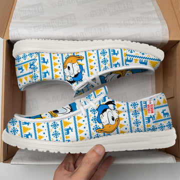 Donald Duck Christmas Ugly Canvas Loafer Shoes-gearwanta.com