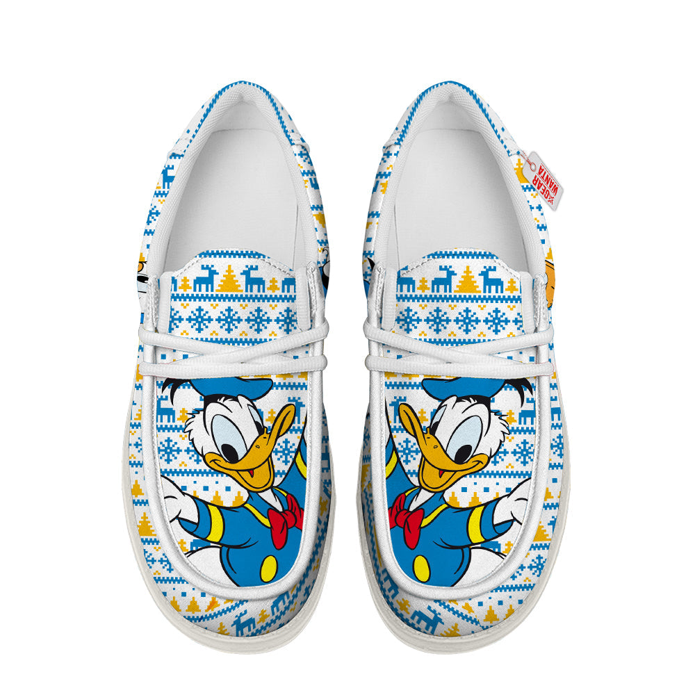 Donald Duck Christmas Ugly Canvas Loafer Shoes-gearwanta.com