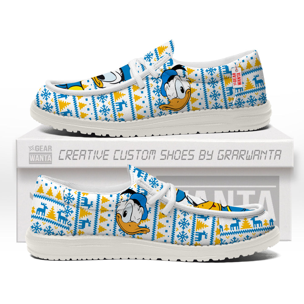 Donald Duck Christmas Ugly Canvas Loafer Shoes-gearwanta.com