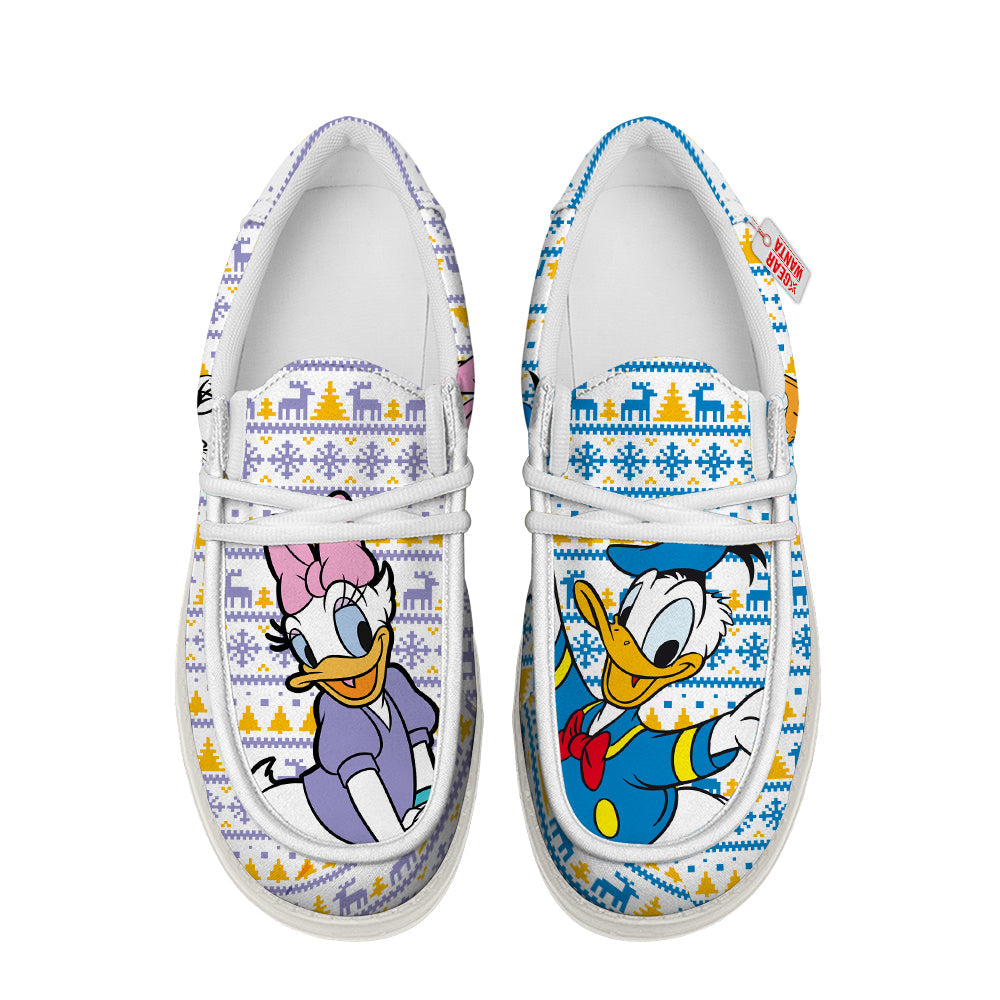 Donald and Daisy Christmas Ugly Canvas Loafer Shoes-gearwanta.com