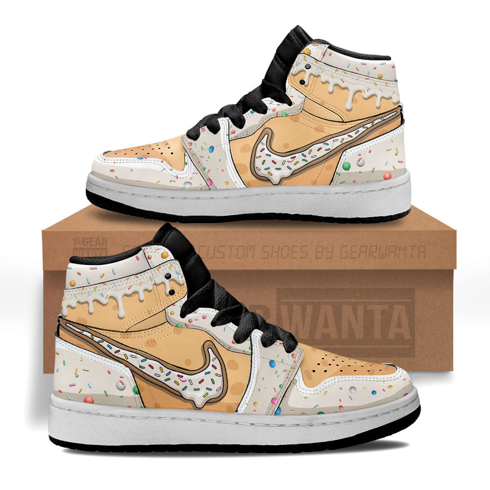 Vanilla Frosted Donut Kid Sneakers Custom For Kids-Gear Wanta