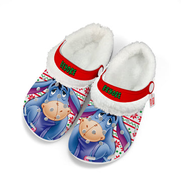 Eeyore Fleece Clogs Shoes Christmas Custom For FansGearwanta.com