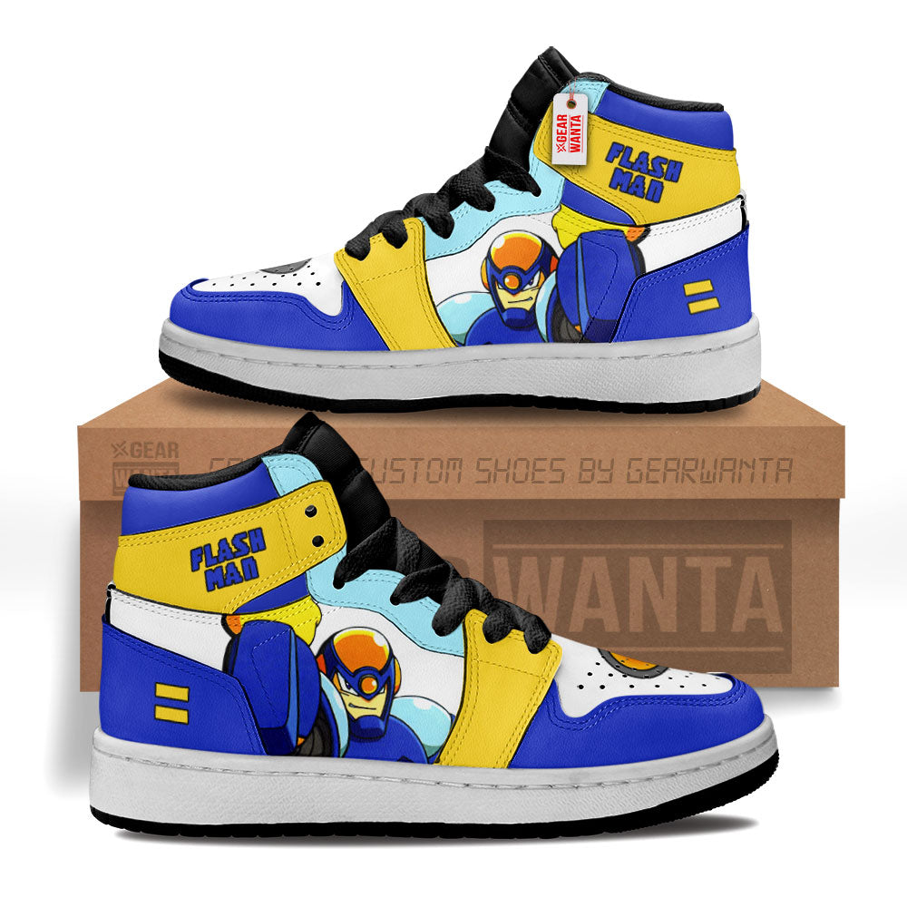 Flash Man Mega Man Kid Sneakers Custom For Kids-Gear Wanta