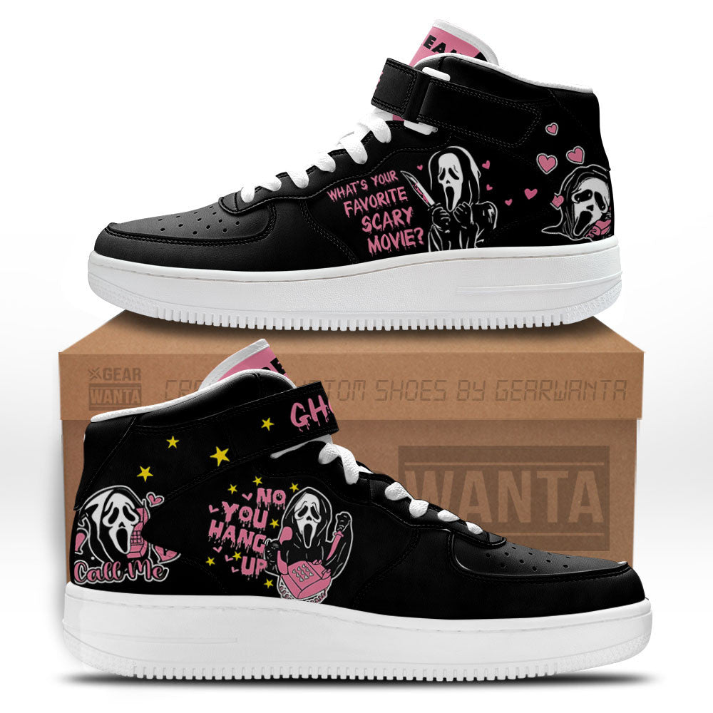 Ghostface Shoes Custom Air Mid Sneakers Horror Fans Perfect Gift For Fan-Gear Wanta