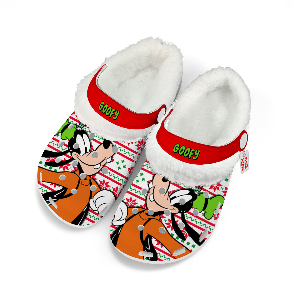 Goofy Fleece Clogs Shoes Christmas Custom For FansGearwanta.com