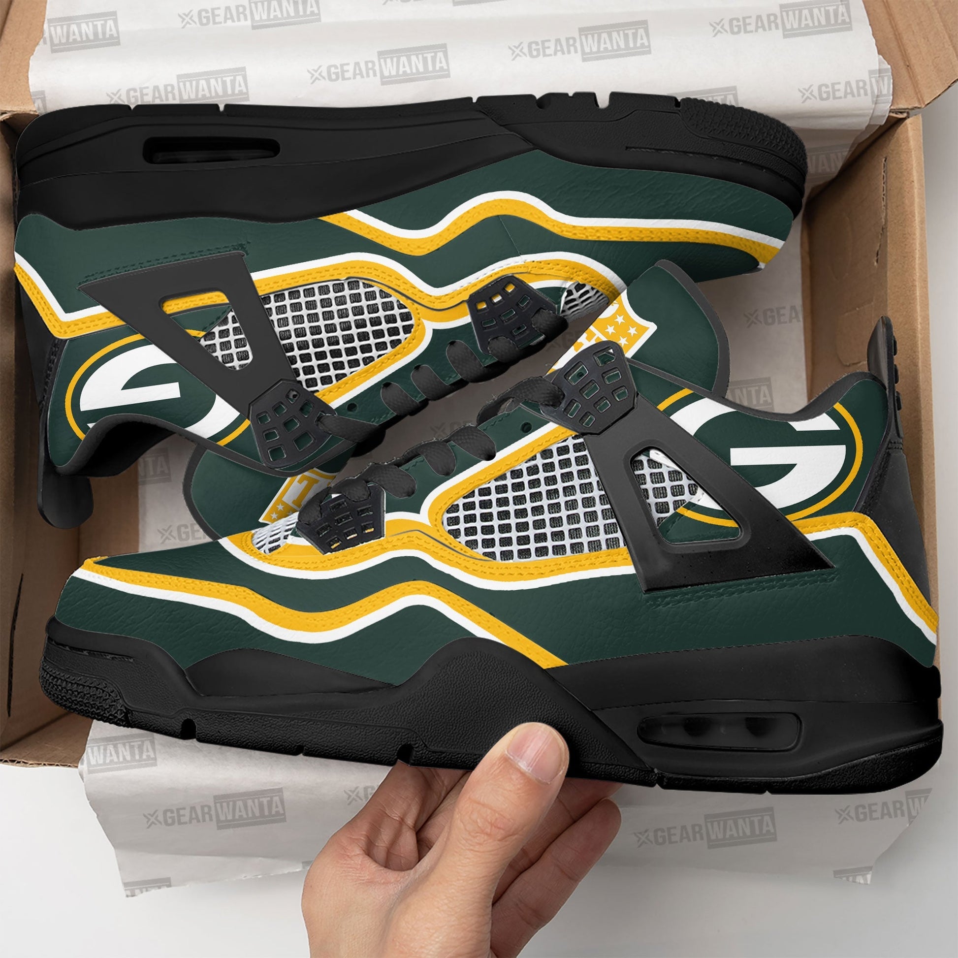 Green Bay Packers Aj4 Sneakers Custom Shoes-Gear Wanta