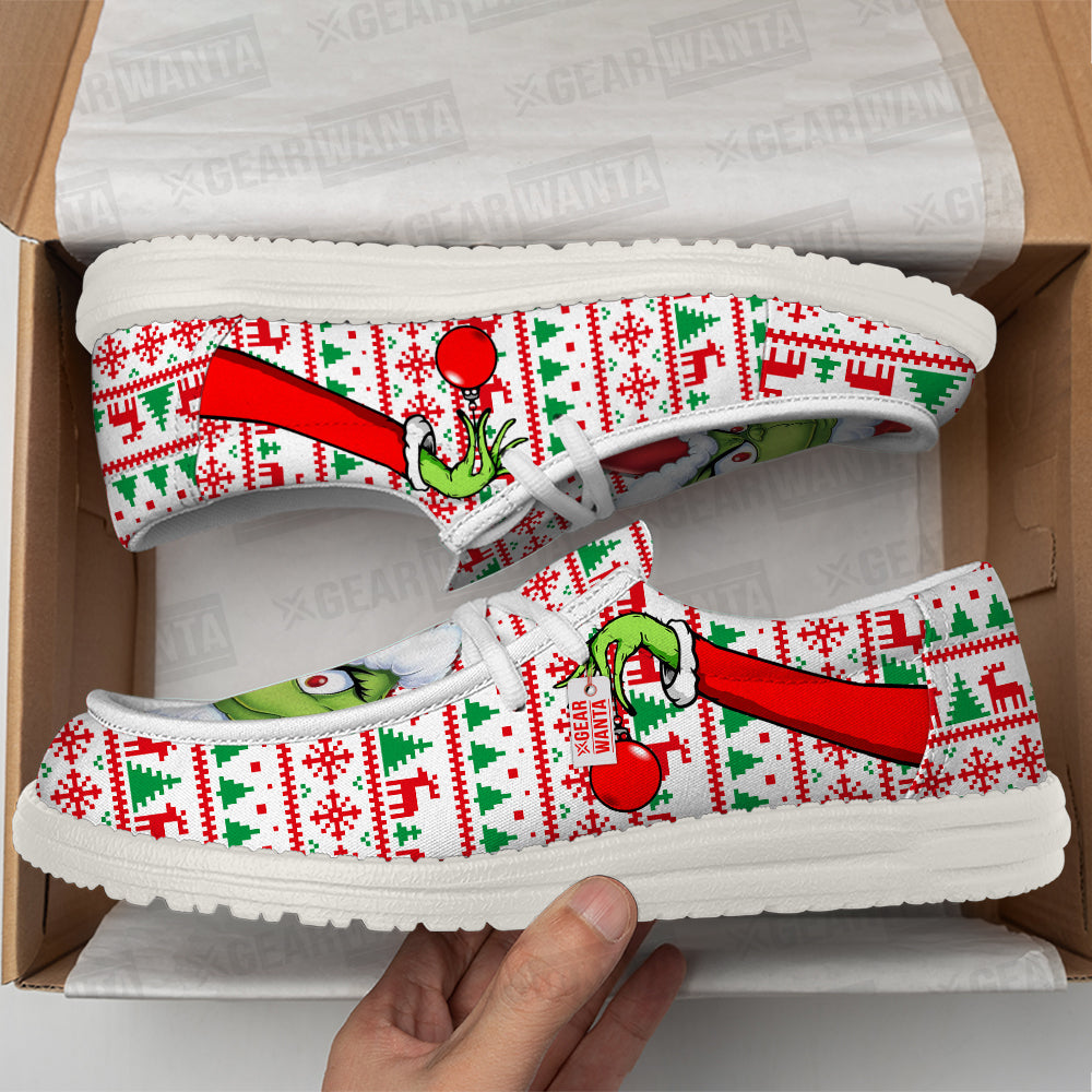 Grinch Christmas Ugly Canvas Loafer Shoes-gearwanta.com