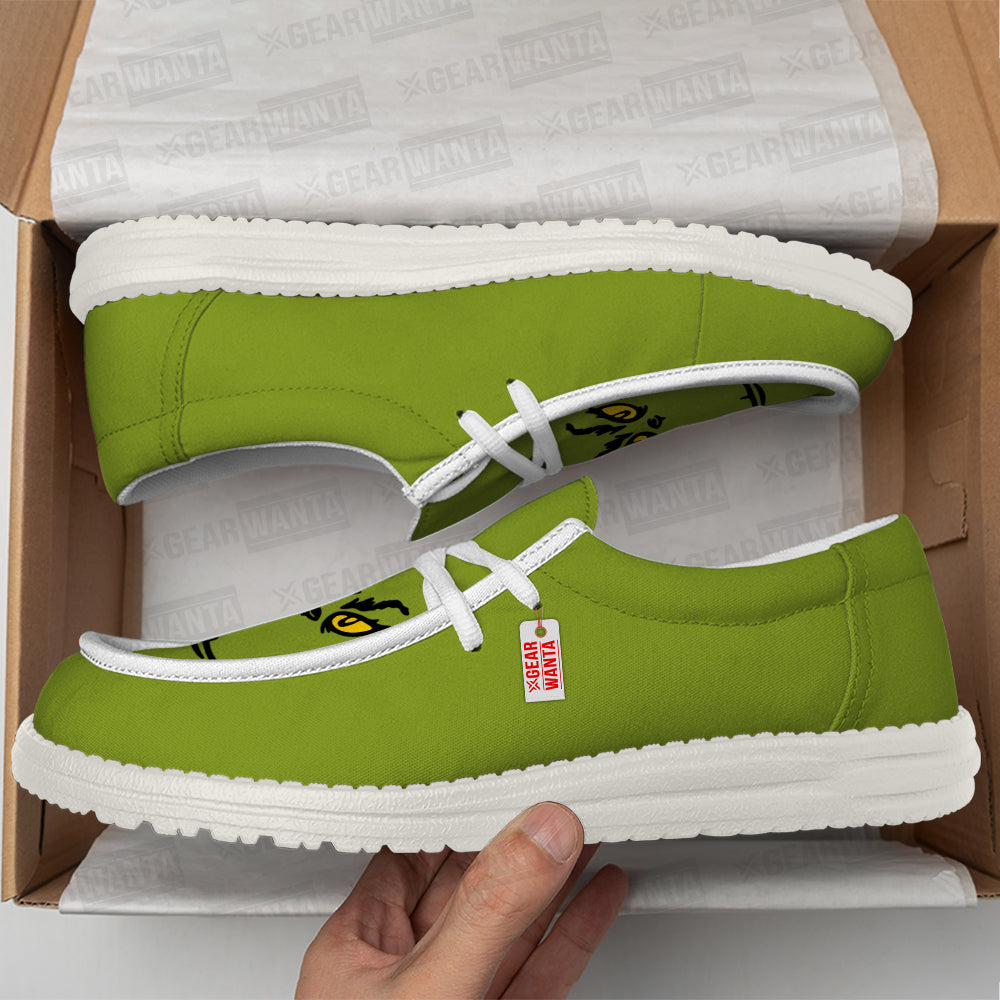 Grinch Face Canvas Loafer Shoes-gearwanta.com