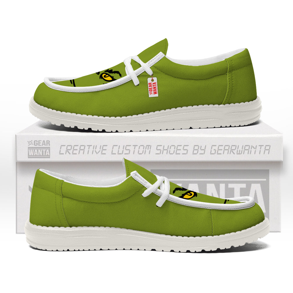 Grinch Face Canvas Loafer Shoes-gearwanta.com