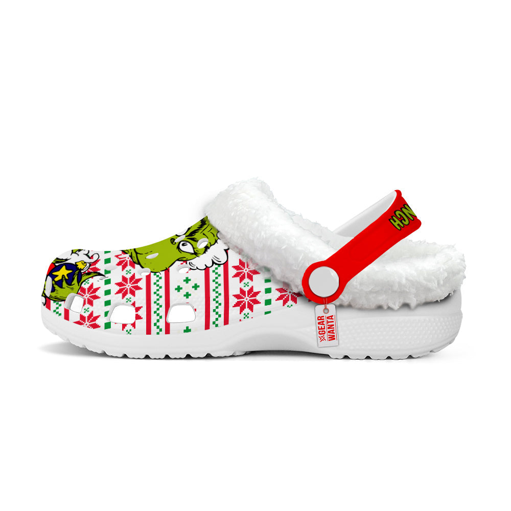 Grinch Fleece Clogs Shoes Christmas Custom For FansGearwanta.com- 2- Gearwanta.com