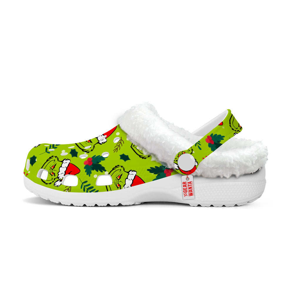 Grinch Pattern Fleece Clogs Shoes Christmas-Gearwanta.com- 1- -Gearwanta.com