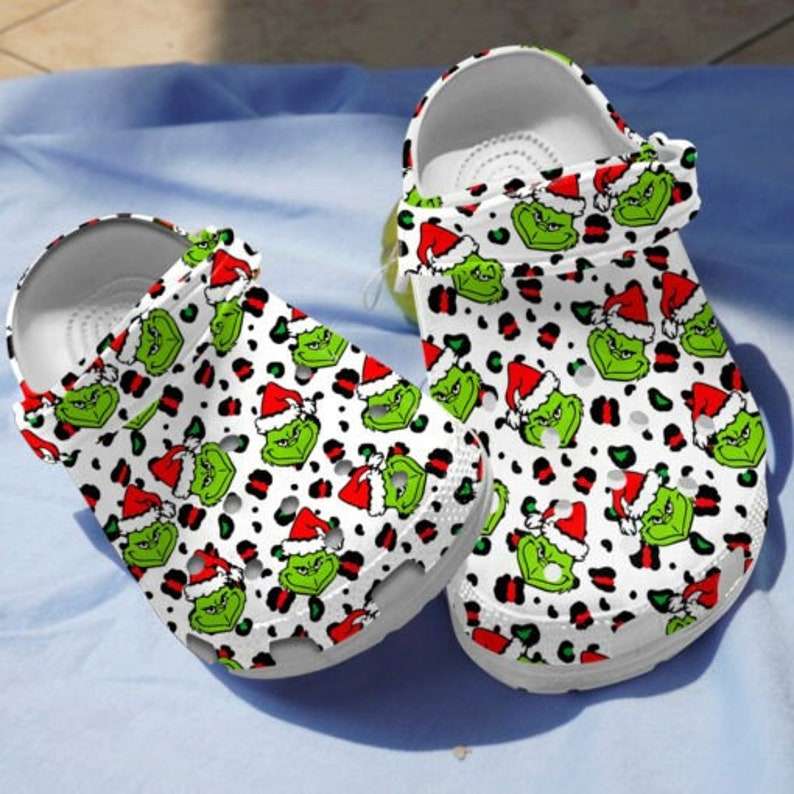 The Grinch Santa Leopard Christmas Clogs Shoes-gearwanta.com