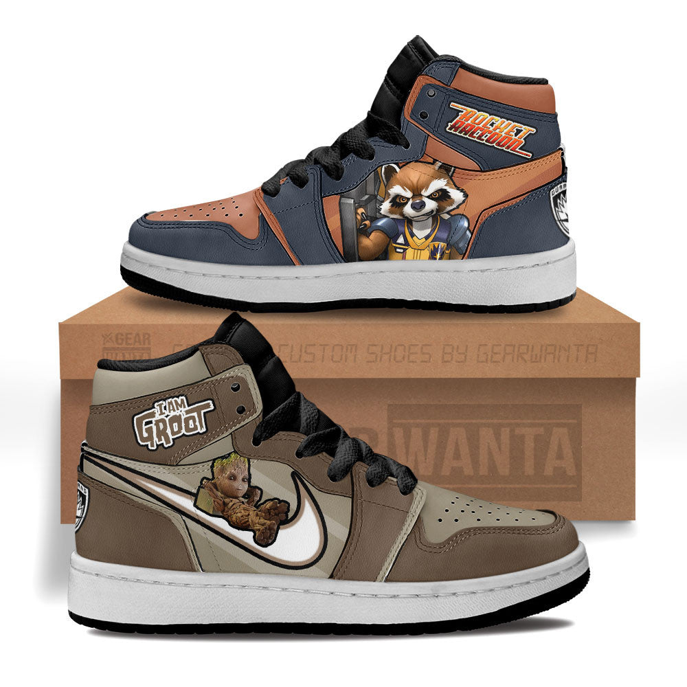 Groot vs Rocket Kid Sneakers Custom-Gear Wanta