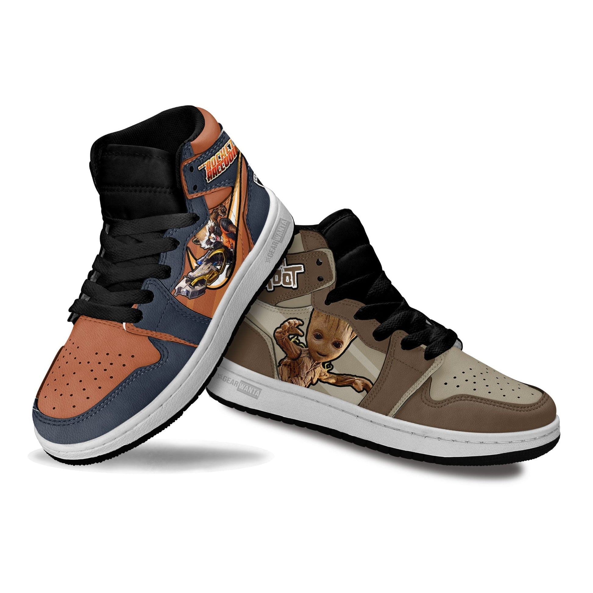 Groot vs Rocket Kid Sneakers Custom-Gear Wanta