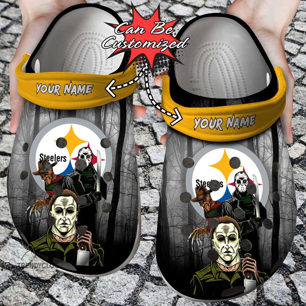 Halloween Personalized Pittsburgh Steelers Horror Movie Clogs Shoes-gearwanta.com