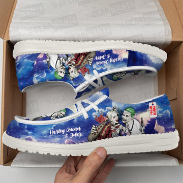 Harley Quinn and Joker Canvas Loafer Shoes Vanlentine's Gifts Idea-gearwanta.com